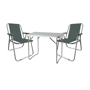 3tlg Campingm�bel Set Outdoorm�bel Camping Alu L70xB50xH59cm Anthrazit