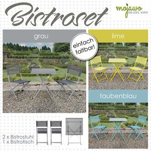 3tlg Bistroset Gartenm�belset Outdoorm�bel Balkon klappbar Farbauswahl