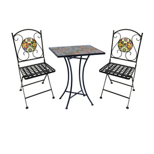 Mosaik Sitzgarnitur Set 3-teilig Sitzgruppe Gartenm�bel Tisch St�hle