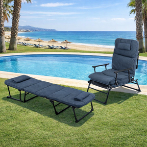 2 in 1 Gartenliege Sanit�tsliege G�stebett und Relaxsessel mit Polster