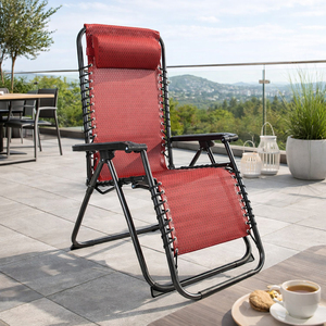 Relaxsessel Gartenstuhl klappbar Camping Balkon Terrasse Outdoor Rot