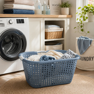 W�schekorb W�schebeh�lter W�schesammler 26 Liter B60xL40XH22cm Blau