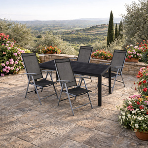 5-tlg Gartenm�bel Gartengarnitur Outdoor 125x70cm Anthrazit/Schwarz