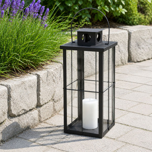 Stalllaterne Metall Laternen Schwarz Gartenlaterne Windlicht B20xH45cm