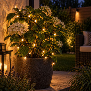 24er LED Outdoor Lichterkette Drahtlichterkette warmwei� Batterie