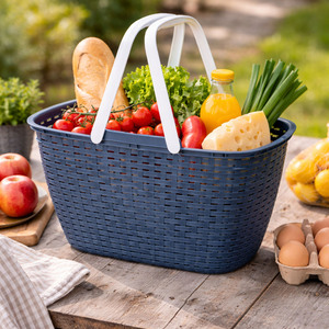 Tragbarer  Einkaufskorb W�schekorb W�schesammler Henkel 23 Liter Blau
