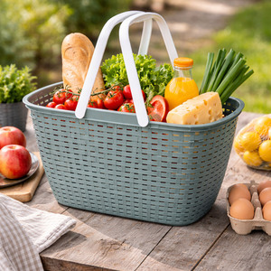 Tragbarer  Einkaufskorb W�schekorb W�schesammler Henkel 23 Liter Gr�n