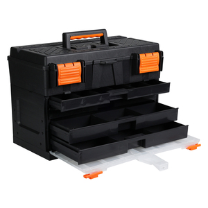 Werkzeugkiste Anglerkiste Aufbewahrungsbox Henkel 45x26xH32cm Schwarz