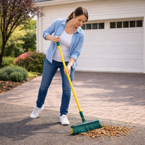 Krallenbesen 35cm Teleskopstiel gebogene Borsten Gartenbesen Kehrbesen