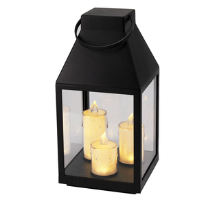 Laterne Windlicht Stalllaterne Gartenlaterne 3 LED Kerzen Timer H35cm