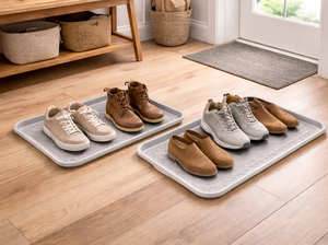 2er Schuhablage Schuhabtropfschale mit Rand wasserfest 40x60cm Grau