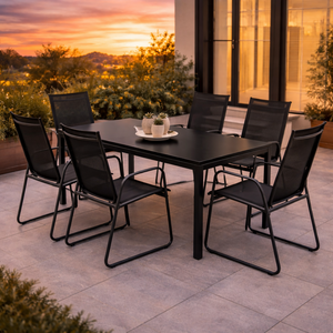 7tlg Gartengarnitur Gartenm�bel Glastisch 150x80cm 6 x Stuhl