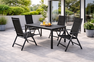 5tlg Gartengarnitur Gartenm�bel Tisch 150x90cm 4xHochlehner gepolstert