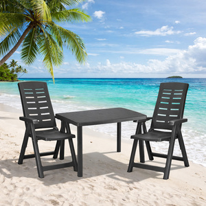 3tlg Gartengarnitur Camping Outdoorm�bel 100x70cm Kunststoff Anthrazit