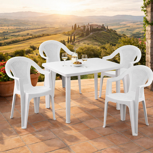 5tlg Gartengarnitur Camping Outdoorm�bel 100x70cm Kunststoff Wei�