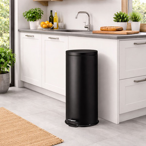 30 Liter Metall M�lleimer Treteimer Abfalleimer Pedelm�lleimer schwarz