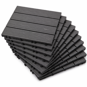 12er WPC Fliesen Klickfliesen Balkonfliese Fliese 1,1qm 30x30cm Grau