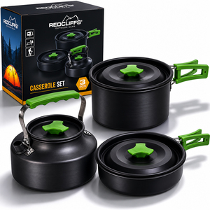 Camping Kochtopfset 3 in 1 Leichtes Aluminium Topfset f�r Gasherde