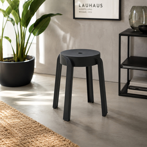 Kunststoff-Hocker Schwarz stapelbar leichter Sitzhocker Innen & Au�en