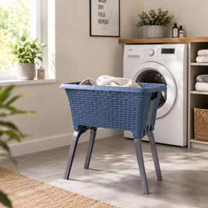 W�schekorb W�schesammler klappbaren F��en B60xL40xH28/58cm Blau