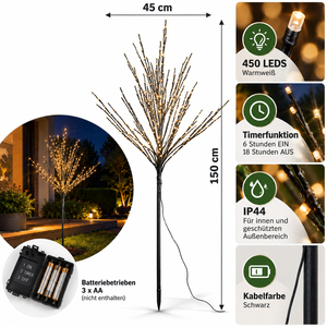 LED Baum 150cm 450 LEDs warmwei� Timer batteriebetrieben IP44 Dekobaum
