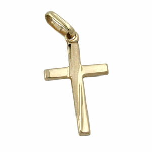 klassisches Kreuz gold Kommunion Firmung Anhnger matt-diamantiert 9 Kt GOLD 375