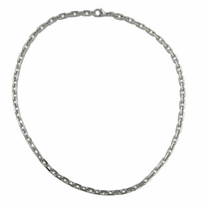 Halskette Ankerkette Halsschmuck Tombak diamantiert rhodiniert Karabiner 50 cm  