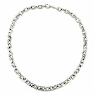 Silber Halskette Kette Ankerkette diamantiert rhodiniert 50 cm 925 Sterlingsilber 