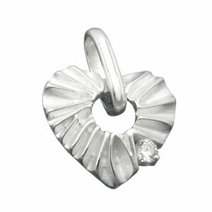 Extravaganter Herzanhnger Anhnger Herz mit Zirkonia matt-glnzend Silber 925 