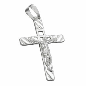 Anhnger 35x22mm Kreuz mit Jesus glnzend Silber 925