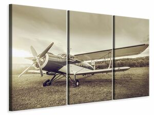 Leinwandbild 3-teilig Nostalgisches Flugzeug im Retrostyle
