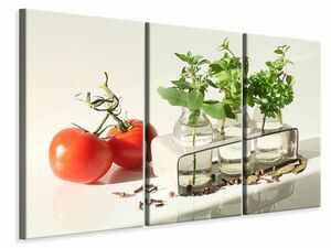 Leinwandbild 3-teilig Tomaten und Kruter