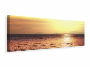 Leinwandbild Panorama Sonnenuntergang an der See