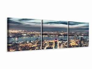 Panorama Leinwandbild 3-teilig Skyline Manhattan Citylights