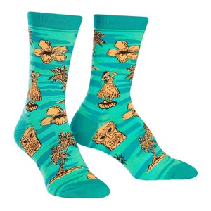 Sock it to me - Damen Socken  Tiki Toes  - lustige Damen Socken mit Hawaii Girl Palmen Urlaub Gr.37-42 One Size