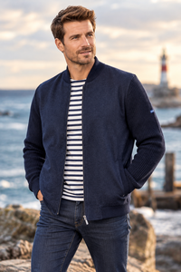 Saint James Blouson Herren jacke Kombination aus Strick und Walk 100% Wolle, Futter: Polyester