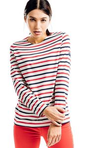 Saint James Da. Shirt Jersey wei� blau mit rotem Anker Druck maritimes Shirt