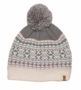 Brakeburn Mtze mit Bommel natur weiche Strickmtze, Bommelmtze, Damenmtze Norwegerstrickmuster