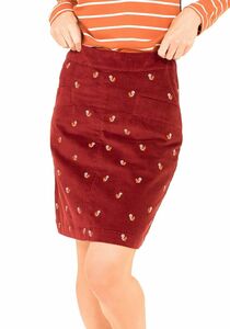 Brakeburn Rock Samtcord dunkelrot Winterrock mit Eichhrnchenstickerei Gr. 38, Gr. 40, Gr. 42, Gr. 44, Gr. 46