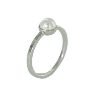 Skagen Damen Ring silber Perle weiss JRSS035 S7 Gr. 54 (17,3)