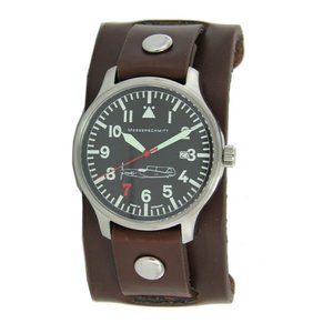 Aristo Herren Messerschmitt Uhr Fliegeruhr Unterlederb. Rote 7  Ref. 109-42R7