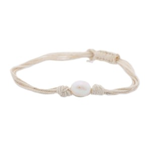 Misaki Damen Armband wei� Textil Perle QCUBWAVE