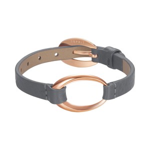 Esprit Damen Armband Leder Edelstahl Ros� Ovality Grey ESBR11423N200
