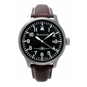 Aristo Herren Messerschmitt Uhr Fliegeruhr ME108-42B Leder