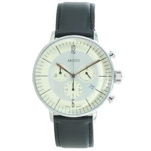 Aristo Herren Uhr Chronograph Edelstahl 4H177 Leder 