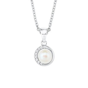 s.Oliver Jewel Damen Kette Halskette Silber Zirkonia Perle 2022755 