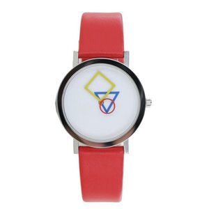 Aristo Bauhaus Damen Uhr Edelstahl 4D85R Leder rot