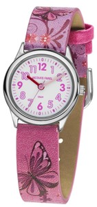 JACQUES FAREL Kinder-Armbanduhr Analog Quarz Mädchen Kunstleder HCC 432 rosa