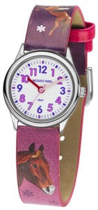 JACQUES FAREL Kinder-Armbanduhr Analog Quarz M�dchen Kunstleder HCC 543 Pferd 