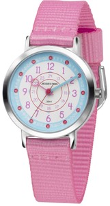 JACQUES FAREL Kinder-Armbanduhr Analog Quarz M�dchen Textilband KOP 04 rosa